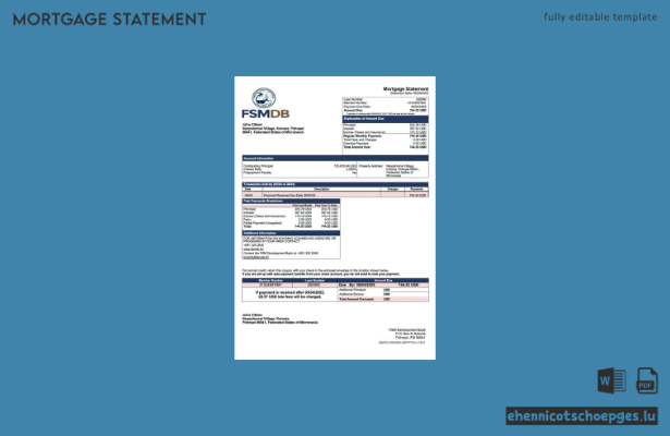 Beispiel eines Hypothekenauszugs der Mikronesischen FSM-Entwicklungsbank (Word- und PDF-Datei)